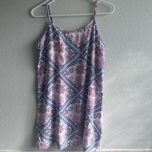Cotton On white spaghetti strap slip dress with red and blue print